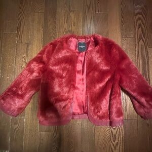 Bebe Red Faux Fur & leather trim women’s Jacket